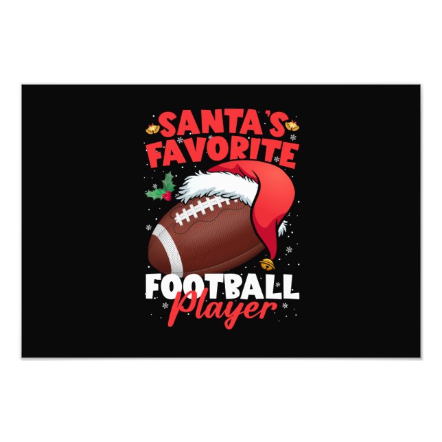 Santa's Favourite Football Player Christmas Pajama Photo Print (Front)