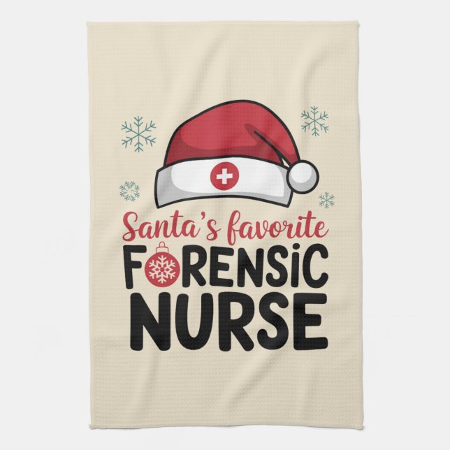 Santas Favourite Forensic Nurse Funny Christmas  Kitchen Towel (Vertical)
