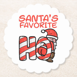 Santas Favourite Funny Naughty Adult Christmas Xma Paper Coaster