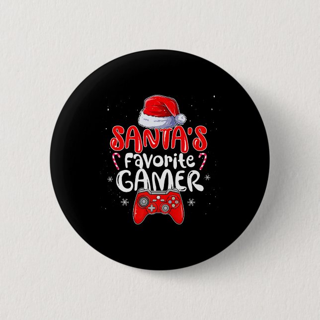 Santa's Favourite Gamer 2 Inch Round Button (Front)