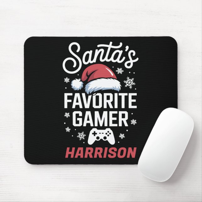 Santa's Favourite Gamer Personalized Gaming Xmas Mouse Pad (With Mouse)