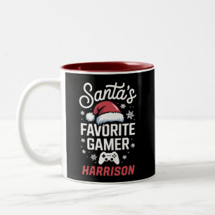 Santa's Favourite Gamer Personalized Gaming Xmas Two-Tone Coffee Mug