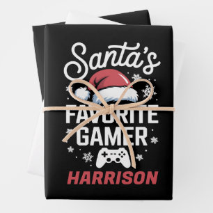 Santa's Favourite Gamer Personalized Gaming Xmas Wrapping Paper Sheet