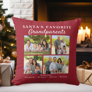 Santa's Favourite Grandparents Photo Christmas Throw Pillow