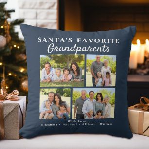 Santa's Favourite Grandparents Photo Christmas Throw Pillow