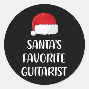 Santas Favourite Guitarist Christmas Fun Guitar Gi Classic Round Sticker