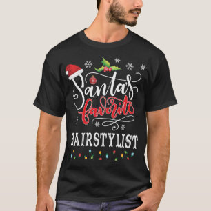Santa's Favourite Hairstylist Santa Hat Christmas  T-Shirt