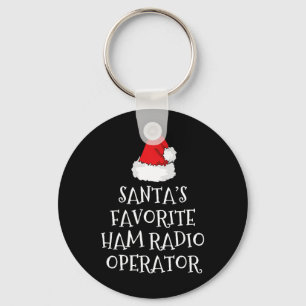 Santa's Favourite Ham Radio Operator Christmas Hat Keychain
