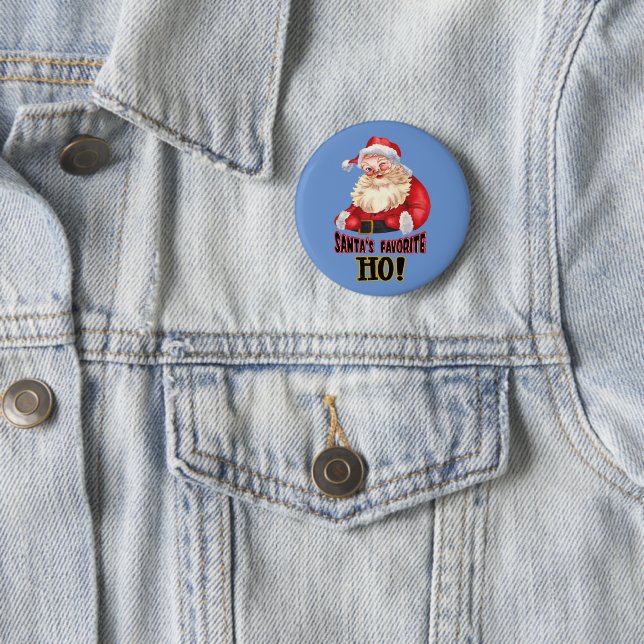 Santa's Favourite Ho 2 Inch Round Button (In Situ)