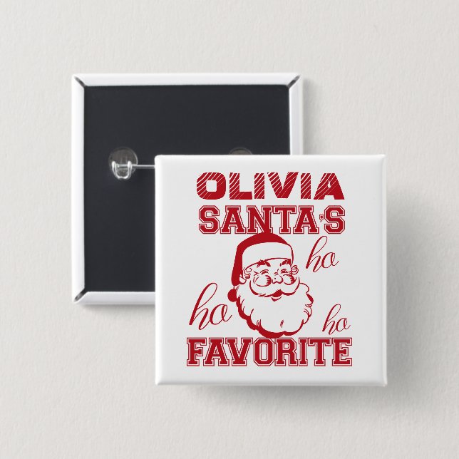 Santa's Favourite Ho Ho Ho Cute Funny Christmas 2 Inch Square Button (Front & Back)