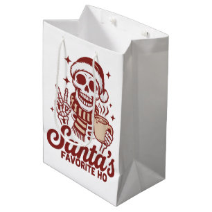Santa's Favourite Ho Skeleton Snarky Christmas  Medium Gift Bag