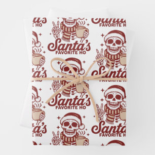 Santa's Favourite Ho Skeleton Snarky Christmas  Wrapping Paper Sheet