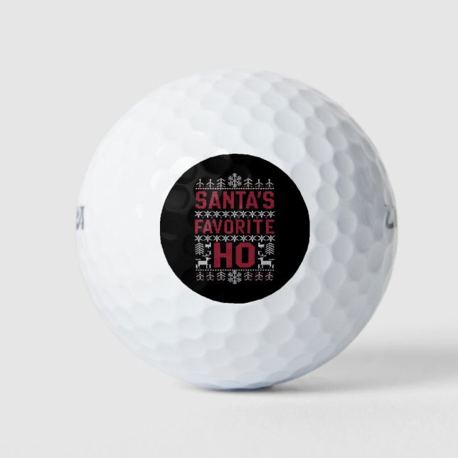 Santa's Favourite Ho Ugly Christmas Sweater Golf Balls (Front)