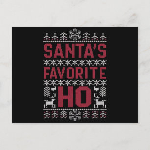 Santa's Favourite Ho Ugly Christmas Sweater Holiday Postcard
