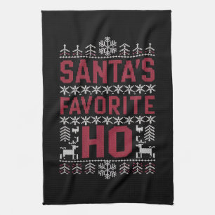 Santa's Favourite Ho Ugly Christmas Sweater Kitchen Towel