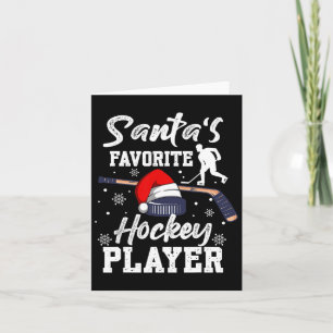 Santa's Favourite Hockey Player Christmas Pajama H Card