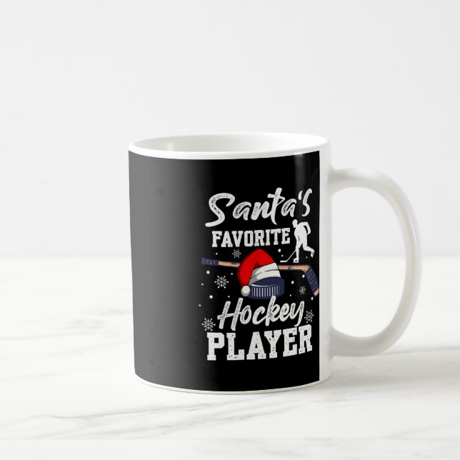 Santa's Favourite Hockey Player Christmas Pajama H Coffee Mug (Right)