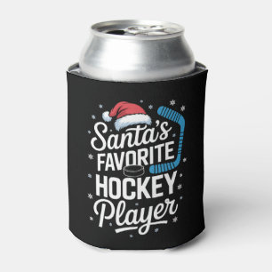 Santas Favourite Hockey Player Christmas Puck Stic Can Cooler
