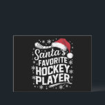 Santa's Favourite Hockey Player Pajama Christmas  Holiday Card<br><div class="desc">Santa's Favourite Hockey Player Pajama Christmas Gift</div>