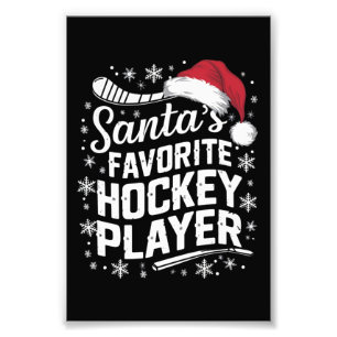 Santa's Favourite Hockey Player Pajama Christmas  Photo Print