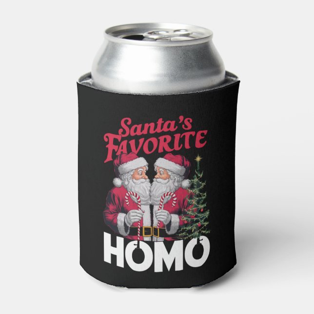 Santas Favourite Homo Gay Christmas LGBTQ Pride  Can Cooler (Can Front)