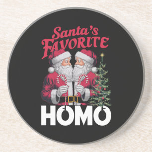 Santas Favourite Homo Gay Christmas LGBTQ Pride Coaster