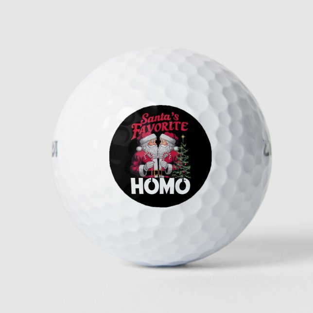 Santas Favourite Homo Gay Christmas LGBTQ Pride  Golf Balls (Front)