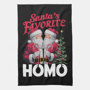 Santas Favourite Homo Gay Christmas LGBTQ Pride  Kitchen Towel
