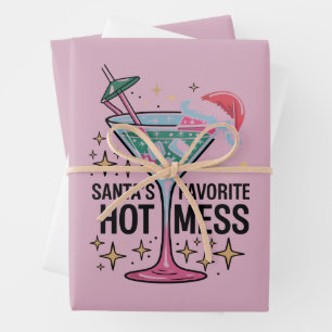 Santa's Favourite Hot Mess Vintage Ugly Christmas  Wrapping Paper Sheet