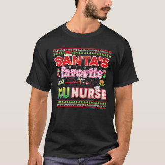 Santa's Favourite ICU Nurse Christmas Santa Hat Sw T-Shirt