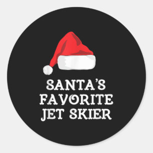 Santas Favourite Jet Skier Christmas Xmas Skiing S Classic Round Sticker
