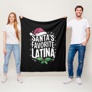 Santa's Favourite Latina Christmas Ugly Xmas Fleece Blanket