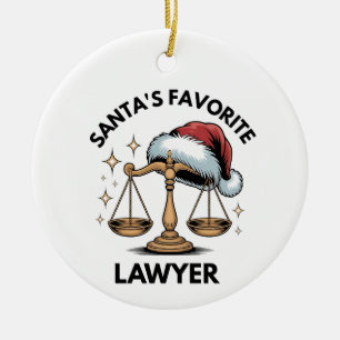 Santa's Favourite Lawyer Ornament, Law Student Gif Ceramic Ornament