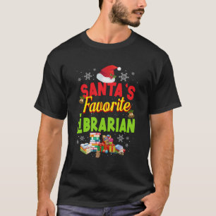 Santa'S Favourite Librarian Funny Merry Christmas T-Shirt