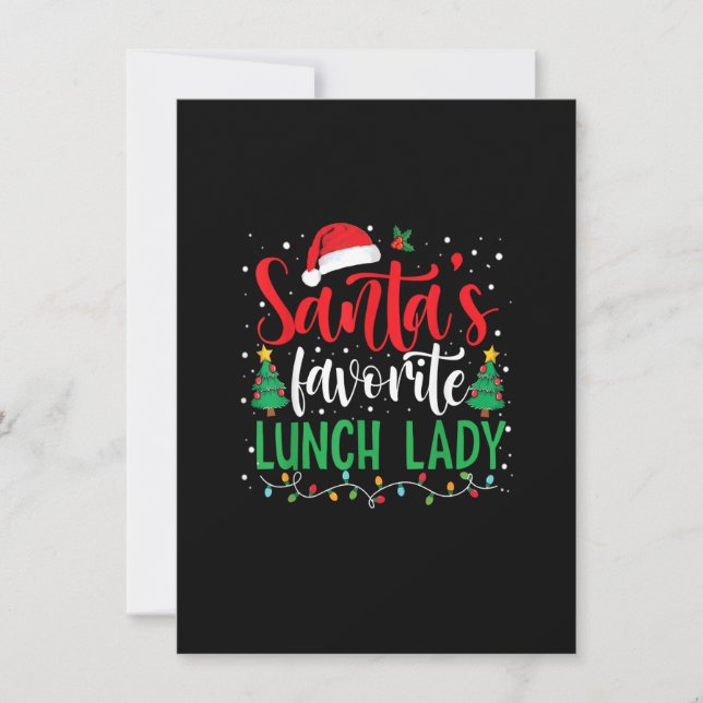 Santa's Favourite Lunch Lady Christmas Santa Hat P Invitation (Front)