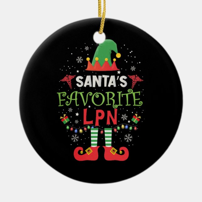 Santas Favourite Massage Therapist Ceramic Ornament (Front)