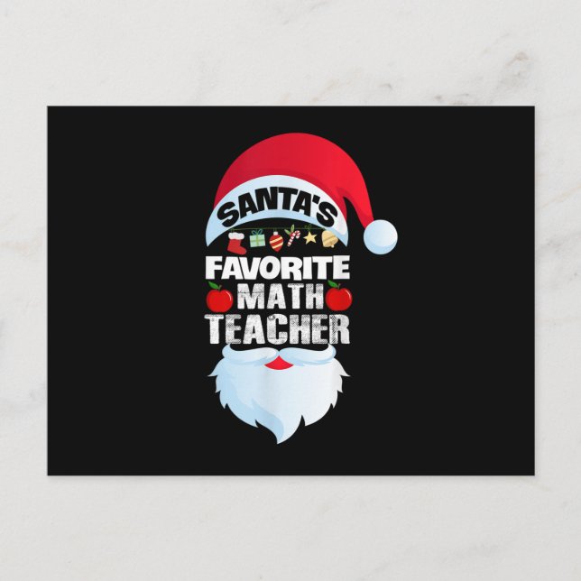 Santa's Favourite Math Teacher Cute Math Christmas Holiday Postcard (Front)