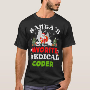 Santas Favourite Medical Coder Funny Christmas Gif T-Shirt