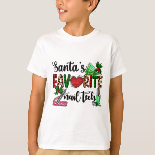 Santa's Favourite Nail Tech Merry Christmas Xmas H T-Shirt