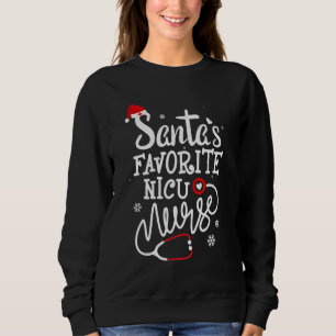 Santa's Favourite Nicu Nurse Xmas Light Santa Hat Sweatshirt