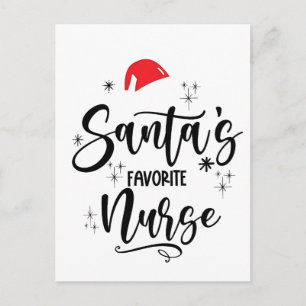 Santa's Favourite Nurse Christmas  Announcement Postcard