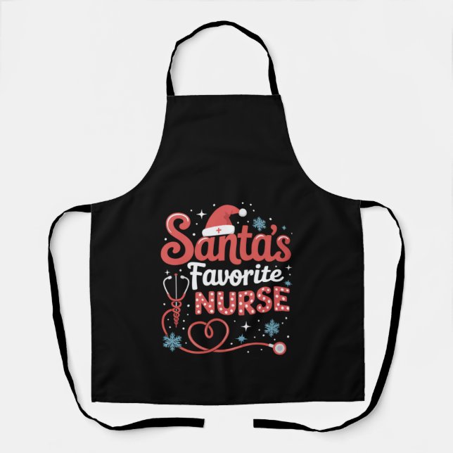 Santa's Favourite Nurse Christmas  Apron (Front)
