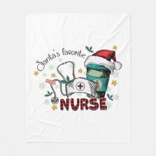 Santa's Favourite Nurse Christmas Mom Nurse Fleece Blanket