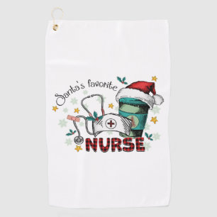 Santa's Favourite Nurse Christmas Mom Nurse Golf Towel