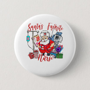 Santa's Favourite Nurse Christmas Nursing Santa Cl 2 Inch Round Button
