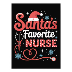 Santa's Favourite Nurse Christmas Photo Print
