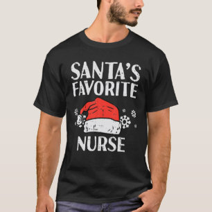 Santas Favourite Nurse Christmas Pyjamas Xmas Pjs T-Shirt