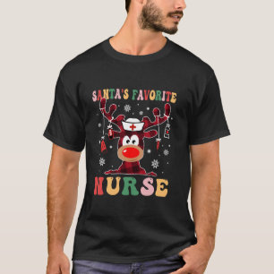 Santas Favourite Nurse Christmas Reindeer RN CNA I T-Shirt