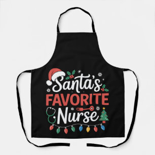 Santa's Favourite Nurse Christmas Stethoscope Xmas Apron