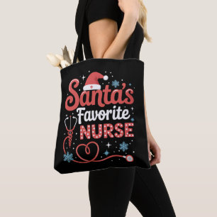 Santa's Favourite Nurse Christmas Tote Bag